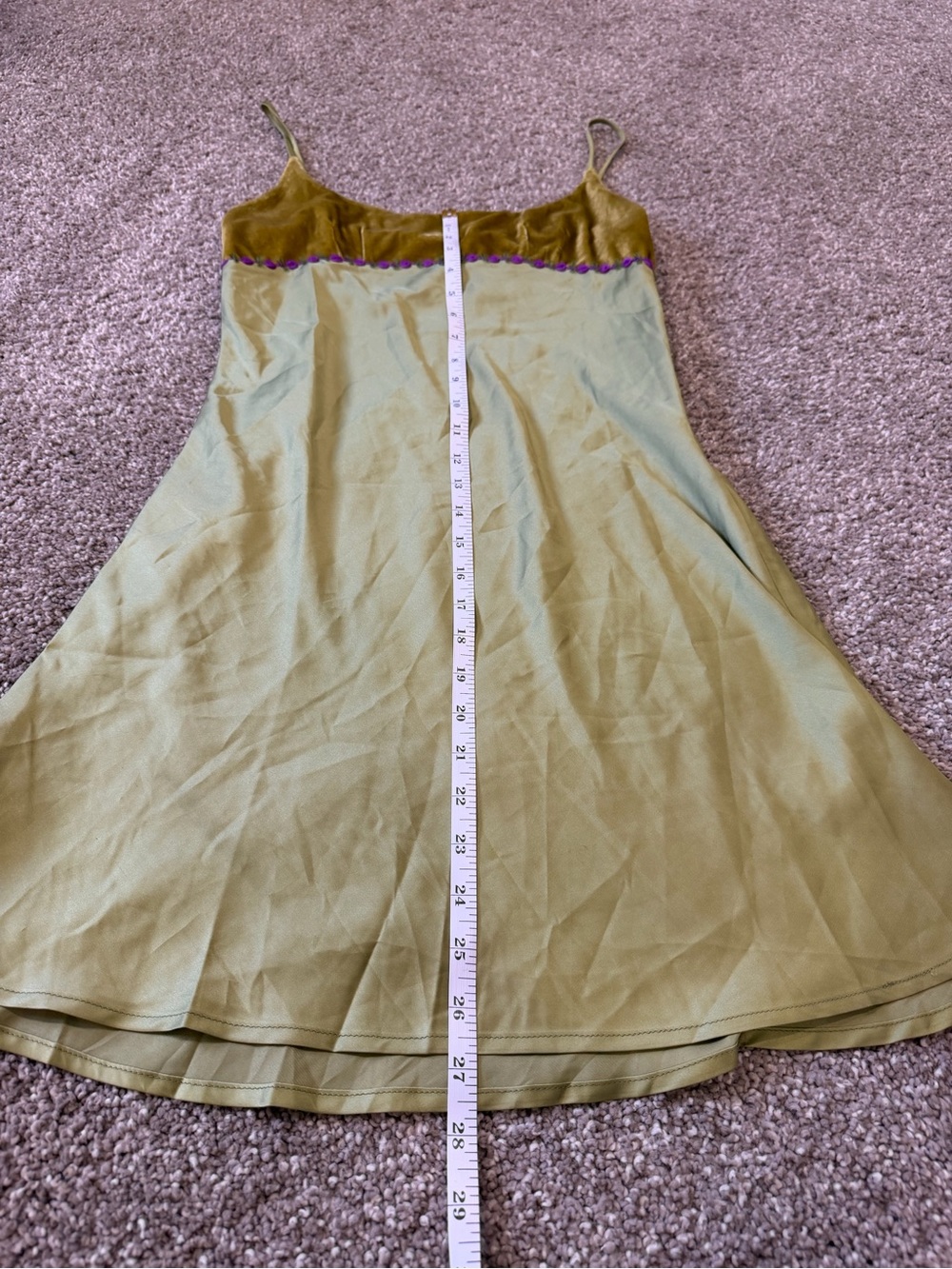 NWOT UNIF Two-Tone Olive Green Satin and Velvet Slip Mini Dress Small - Picture 4 of 7